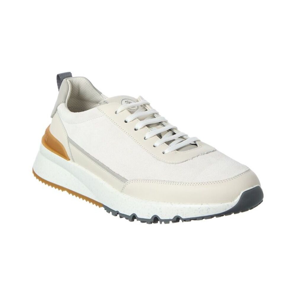Brunello Cucinelli Suede Sneaker, White